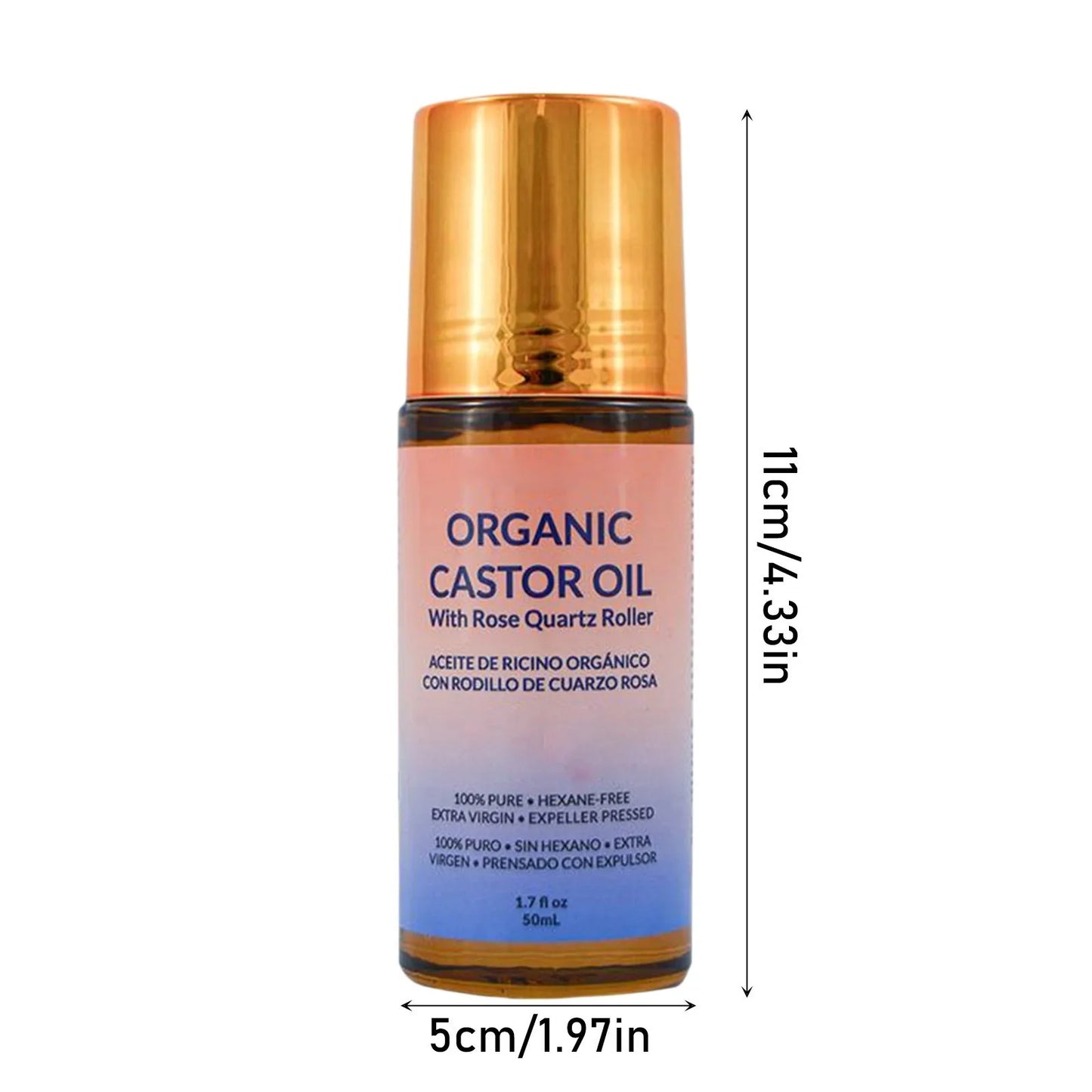 Organic Golden Castor Oil Roll-On with Rose Quartz 1.7oz